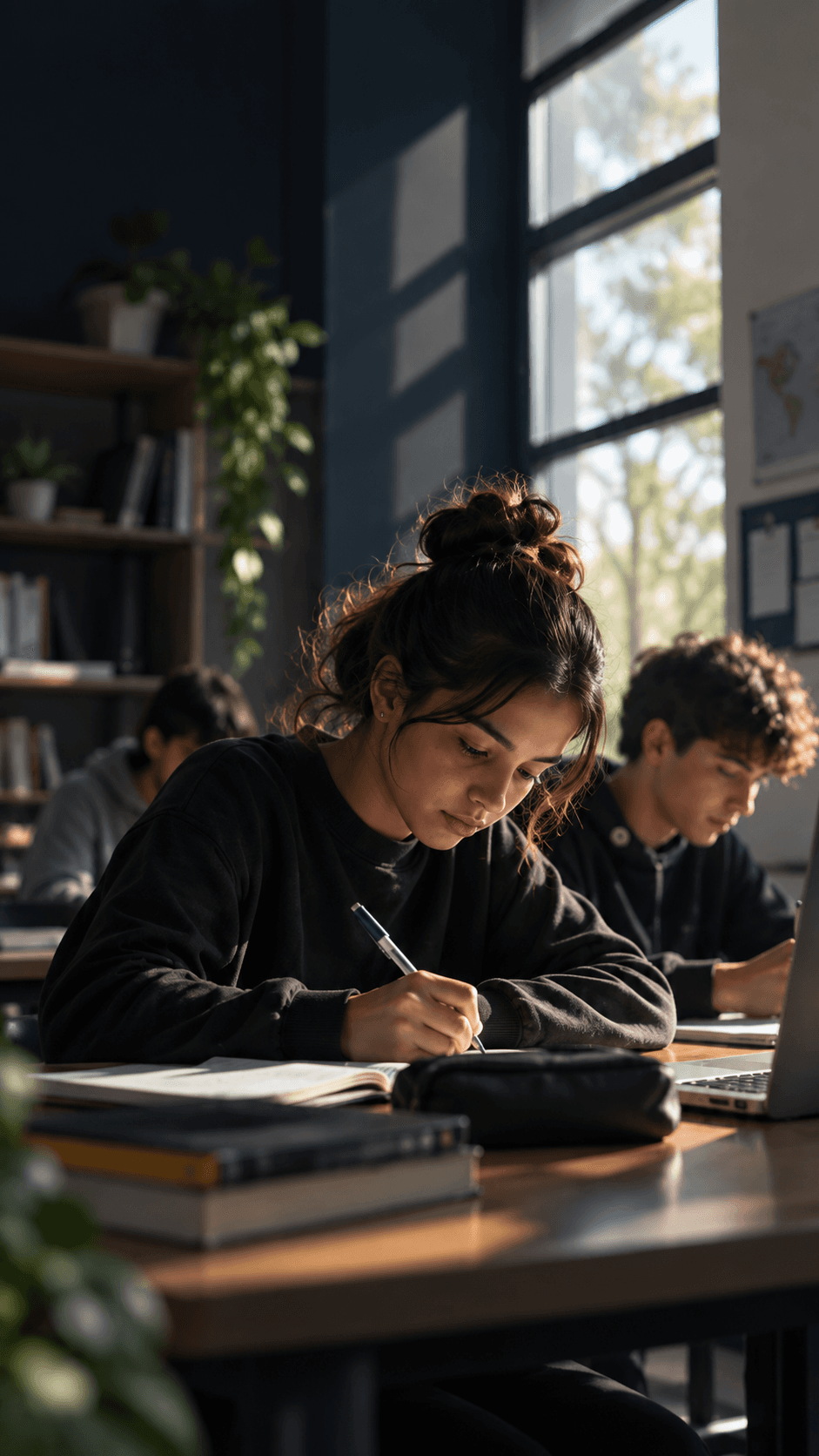 Students and teachers working together in a classroom